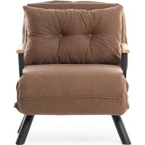 Poltrona Keoni, Poltroncina Reclinabile, Braccioli, Peso Supportato 100 kg, 60x78x78h cm Marrone Sabbia