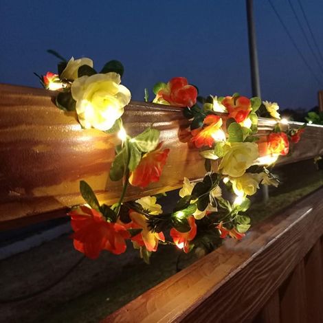 Guirlande de fleurs solaires - 50 LED - Guirlande solaire pour cour, jardin, arbre, clôture, Noël, fête, vacances (1/5)