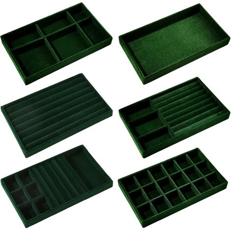 Lot de 6 plateaux à bijoux empilables pour boucles d'oreilles, bagues, colliers pour femmes et filles, tiroirs de rangement pour bijoux, peut contenir bagues, boucles d'oreilles, colliers et (1/5)