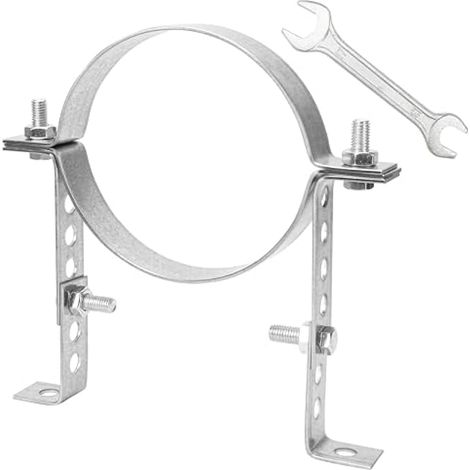 Sangle murale réglable pour tuyau de cheminée, portée de 15,5 à 18 cm, support de tuyau d'évent, sangle ronde fendue, acier inoxydable galvanisé robuste (1/5)