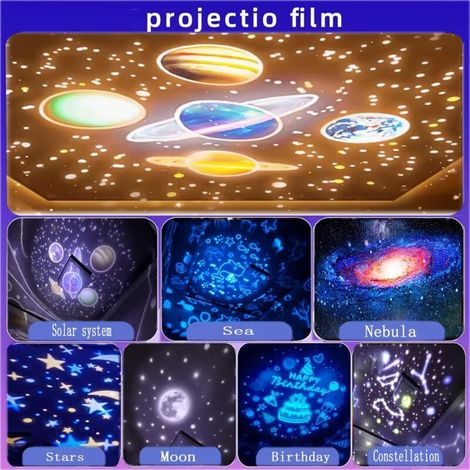Veilleuse Projecteur LED - Rotation 360° - 6 Modes Couleurs - 3 Niveaux Luminosité - 7 Scénarios Projection - Pour Chambre Bébé Enfant (1/5)
