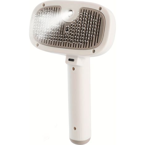 Filiyano-Brosse rechargeable USB pour chats et chiens - Poils en acier inoxydable, manche ergonomique, blanche (1/5)