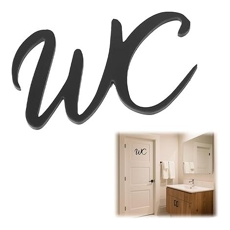 Plaque De Porte Wc Autocollante 15x10cm, Série Déco Toilette Noir, Étiquette Adhésive pour Porte De Toilette, Signalétique Intérieure Et Extérieure, Accessoire De Décoration Maison Bureau (1/5)