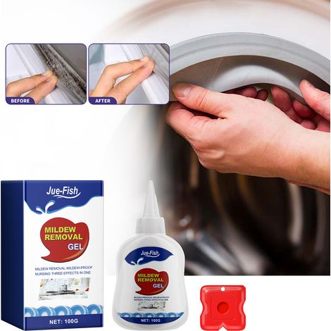 Gel anti-moisissures pour murs, carrelage, réfrigérateurs, lave-linge, joints en silicone et joints de fenêtres - Inhibiteur de moisissures multi-effets - 100 g + grattoir + embout (1/5)