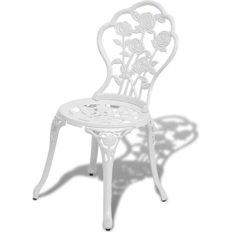 vidaXL Sillas de jardín bistró 2 unidades aluminio fundido blanco (1/2)