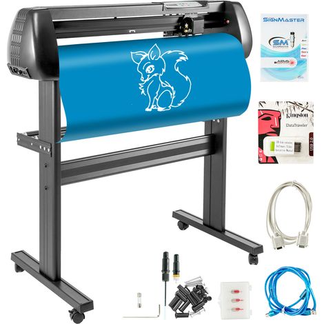 VEVOR 87CM Plotter de Decoupe Vinyle Traceur de Decoupe avec Logiciel SIGNMASTER Plotter Decoupe avec Support au Sol Force et Vitesse Ajustables
