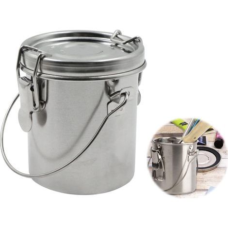 Nettoyeur Pinceau Seau de Lavage - Peinture à Huile Bac avec Couvercle Pinceaux en Acier Inoxydable Portable Antifuite Poignée Filtre Double Paroi Réservoir Nettoyage (1 Pièce) (1/5)