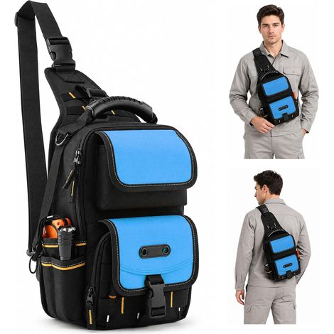Sac à outils portable multipoches avec rangement catégorisé, adapté aux techniciens de réparation et aux techniciens de câblage. (1/5)