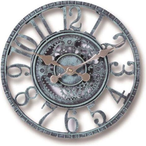 Outdoor Wall Clock, 30cm Waterproof Garden Clock, Retro Kitchen Living Room Clocks, Silent (Turquoise) MUMU (1/4)
