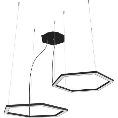 LUMICOM  ESAGONO 2X Sospensione tunable, STRIP LED, 34W/m, 2700K-6000K, metallo, nero, Ø60cm (1/2)