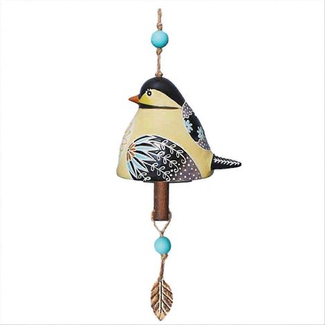 Décoration de jardin avec clochette chantante d'oiseau, carillon éolien rustique suspendu, E (1/5)