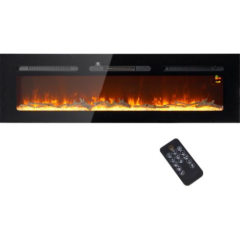 Camino Elettrico da Parete 1800W con Telecomando e Display LCD 152,4x15,8x45 cm Nero (1/5)