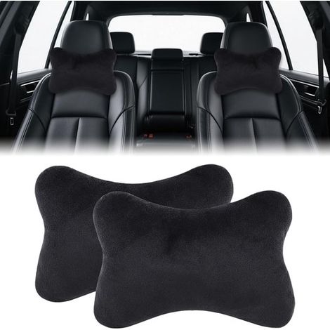 Oreillers cervicaux pour voiture, lot de 2, appui-tête, soutien, oreillers moelleux, support cervical universel pour siège auto, idéal pour la conduite et les voyages, noir. (1/5)