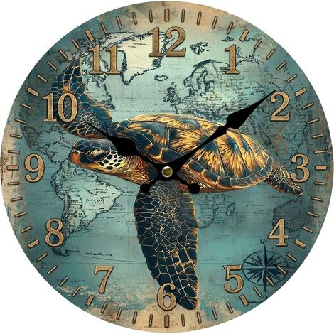 Orologio da parete con tartaruga e mappamondo 34 cm (1/5)