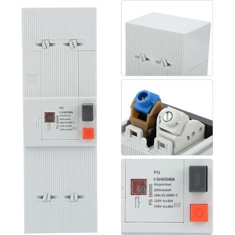 Disjoncteur bipolaire 30-60A 2P – Protection circuits AC 50Hz/60Hz – Capacité de coupure 8kA – Installation rapide sur rail DIN - LIFE 30-60 A (1/4)