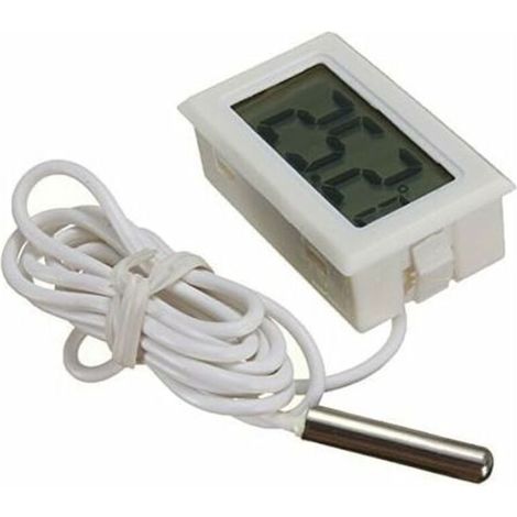 Digital LCD Thermomètre Moniteur de Température avec Sonde Externe pour Réfrigérateur Congélateur Réfrigérateur Aquarium - Blanc.
