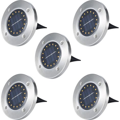 5 pièces de lampes solaires souterraines, lampes d'extérieur 16 LED résistantes à la pluie, pour jardin, cour et villa (1/5)