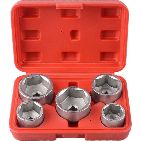 Satz mit 5 Vierkant-Ölfilter-Ausbauschlüsseln 3/8" Cr-V (24, 27, 32, 36, 38 mm, 6-kant) (1/5)