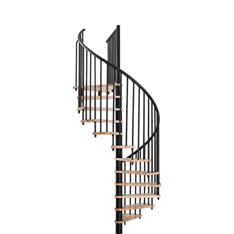 Minka Spindeltreppe Spiral Smart 38 - 305,5cm Geschosshöhe Buche Schwarz 160cm Durchmesser