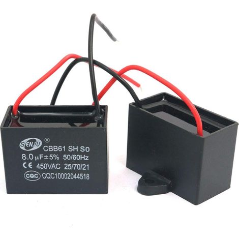 2 Stück CBB61 8uF 450V AC 50/60Hz Lüftermotor-Stromkondensator (1/5)