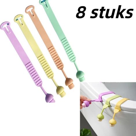 Ouvre-abattant de toilette en 8 pièces - poignée d'ouvre-abattant - accessoire en silicone - couleurs assorties (1/5)