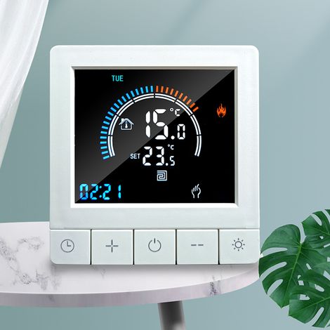 SJLERST Thermostat numérique programmable avec sécurité enfant, écran LCD Thermostat pour chauffe-eau à sonde NTC, pour chauffage par le sol, pour la maison, le bureau et l'hôtel (1/5)