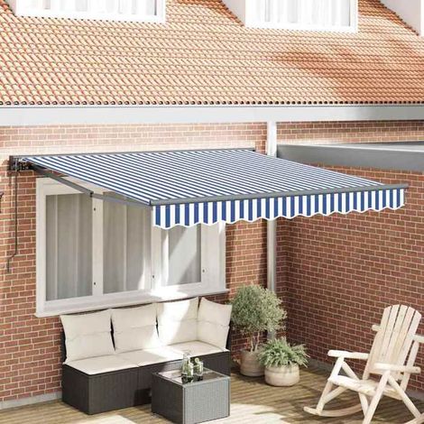 Auvent rétractable - FAF7291712447945 - Bleu et blanc - 350 x 250 cm - Télécommande (1/5)
