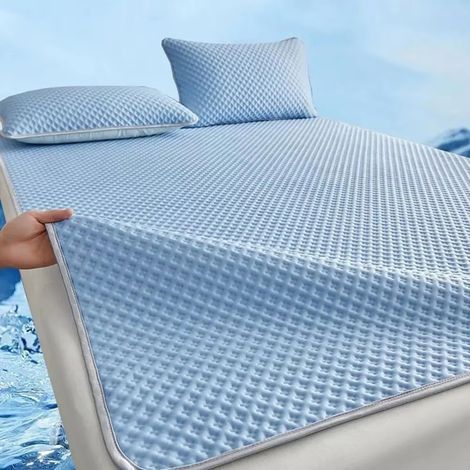 Matelas rafraîchissant auto-refroidissant pour l'été, tapis de couchage respirant, sensation de fraîcheur immédiate, confort de sommeil amélioré, idéal pour chambre et maison, bleu, 120x200cm (1/4)