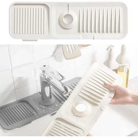 Tapis absorbeur pour robinet en silicone, égouttoir pour plan de travail, protège la surface de la cuisine (1/5)