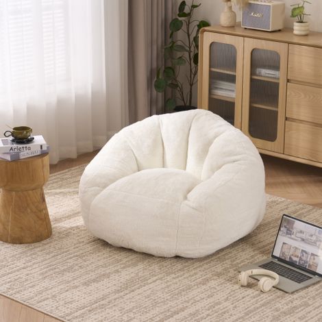 Pouf, un pouf per adulti e bambini, un pouf super morbido, comodo e soffice da posizionare sul pavimento, ideale per giocare, leggere e rilassarsi - Medio (Crema) (1/5)
