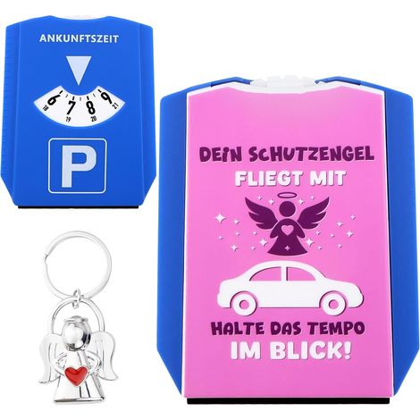 FüHrerschein Parking Disc Gift Pink with German Text "Dein Schutzengel Flying With" – Keep the Pace at a Glance Funny Parking Disc (1/5)