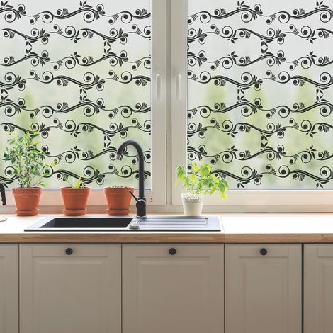 Film Fenêtre Anti Regard Occultant - MOTIF BAROQUE - Stickers pour Vitres & Porte de Douche - 40x100cm (1/4)