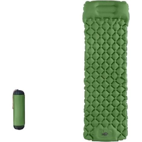 Matelas gonflable de camping double avec oreiller – Matelas de couchage gonflable pour extérieur – Imperméable et portable (vert, une personne) (1/5)