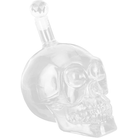 Bouteille de vin en verre en forme de crâne, transparente, idéale pour les bars et les karaokés (1000 ml). (1/5)