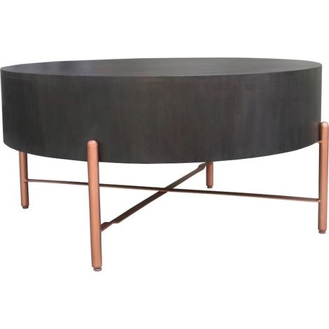 Table basse élégance manguier et métal noir - Noir mat et accents bronze