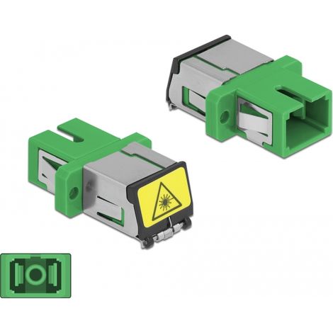 Delock Acoplador de Fibra Ãptica con protecciÃ³n lÃ¡ser flip SC Simplex hembra a SC Simplex hembra Monomodo verde