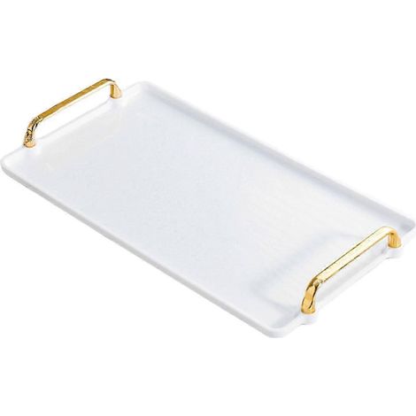 Serviertablett mit Griff, Teetablett, Kosmetiktablett, Tablett für den Couchtisch, Tablett für Desserts, Gästezimmer, Schlafzimmer-white large (1/5)