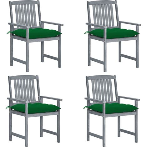 Lot de 4 Chaises de jardin avec coussins - Chaises d'extérieur pour terrasse/jardin Gris Bois d'acacia massif BV183171 - BonneVie (1/5)