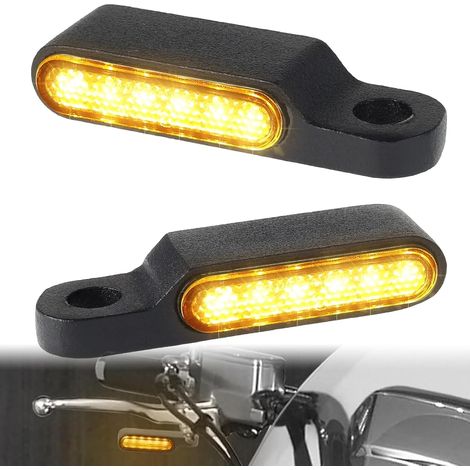 Clignotants LED Moto Universels - 2 Pièces - Métal Et Plastique - Signalisation Ambre - Harley Honda Yamaha - Noir (1/5)