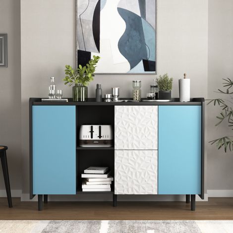 mobile contenitore 120 cm nero e blu in MDF salvaspazio OKMYHOME (1/5)