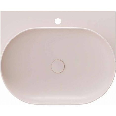Ravak Yard - Lavabo 61x50 cm, sin rebosadero, orificio para grifo, Alabaster Pink XJX0G260000 (1/5)