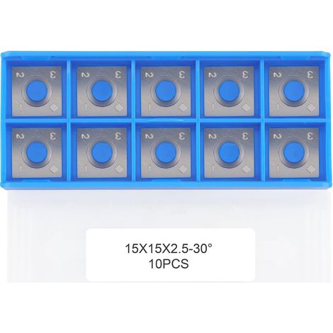 10pcs 15mm (15x15x2.5mm) Tungsten Carbide Straight Square Cutting Pads for Wood Turning Tools (1/5)