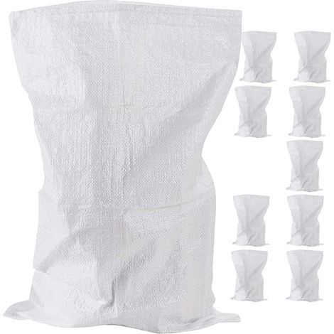 10er-Pack gewebte Bauschuttsäcke – Strapazierfähige Polypropylen-Bausäcke – Robuste weiße Säcke – Jumbo-Industriesäcke – 45 x 75 cm (1/4)