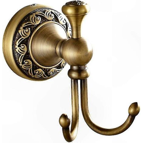 Set aus 2 Vintage-Wandhaken aus Messing mit Toilettenpapierhalter, Antikgold-Finish, Wellendesign, Badezimmeraccessoire (1/5)