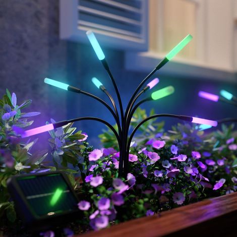 NANOLEAF LOT DE 2 LAMPES SOLAIRES POUR JARDIN EXTÉRIEUR AVEC TÉLÉCOMMANDE, 8 LED BLANC CHAUD/MULTICOLORES ADRESSABLES, EFFET LUC
