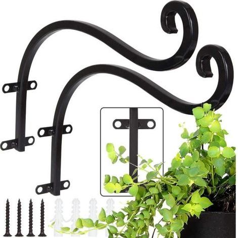 Planter hooks - 30.4 x 20.3 cm - Black iron - Set of 2 - Max. load 15 kg