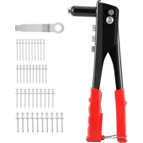 Kit Riveteuse Manuelle Professionnelle 4 en 1 avec 4 Buses Adaptateurs et 100 Rivets Pop (1/4)