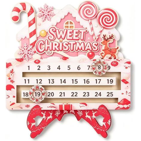 Calendario de escritorio rosa con cuenta regresiva de 25 días para Navidad. (1/5)