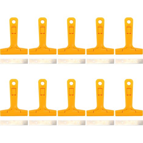 Set mit 10 Edelstahlklingenschabern mit ergonomischen orangefarbenen Griffen zum Entfernen von Elektronikkleber
