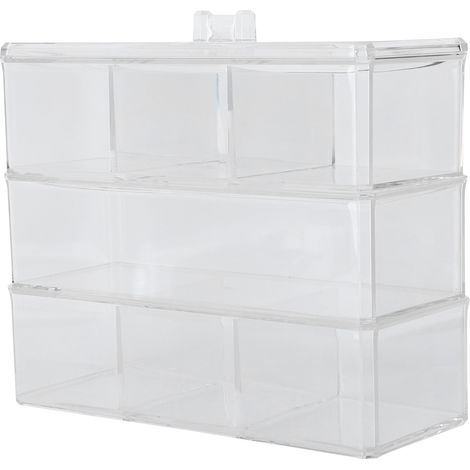 Boîte de rangement multifonctionnelle transparente pour bijoux et cosmétiques, idéale pour le comptoir de salle de bain. (1/5)